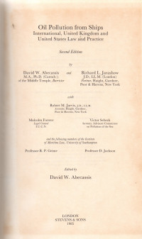 OIL POLLUTION FROM SHIPS : International United Kindong and United States Law and Practice